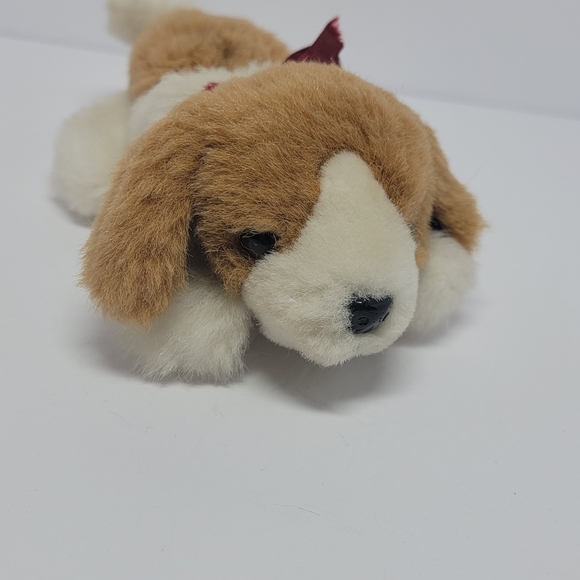 💚 Goffa Vintage Beagle Hound Puppy Dog Plush Stuffed Animal Toy 7” Red Ribbon - Picture 6 of 6